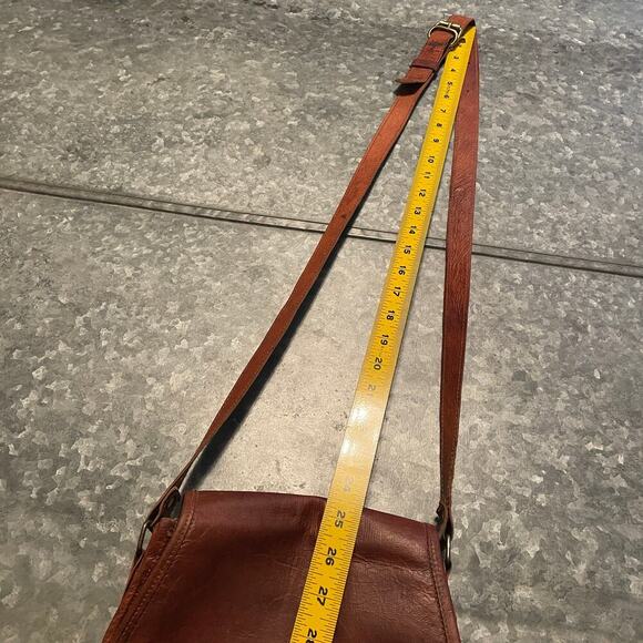 Vintage Brown Genuine Waxed Leather Crossbody Purse Shoulder Bag Handmade Retro - Picture 15 of 15